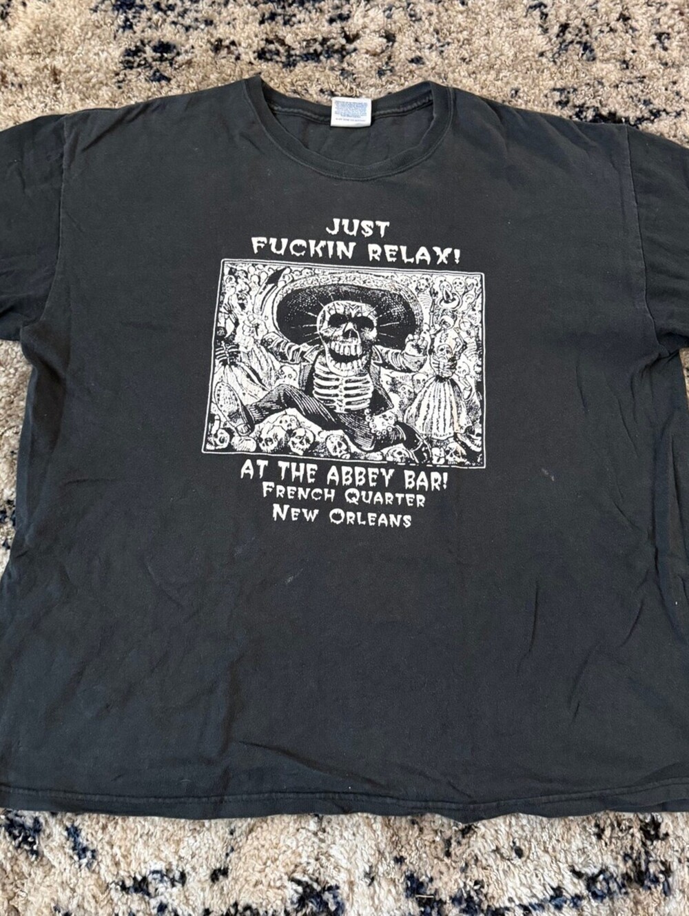 Hanes Abbey Bar New Orleans Skeleton Tee XL Black